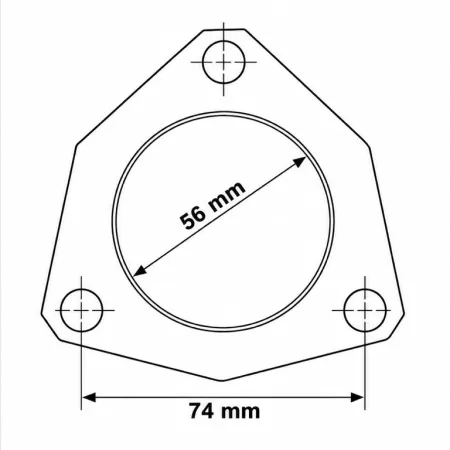 Guarnizione a 3 fori per tubo di scarico - Diametro interno 56 mm