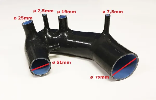 Tubo di aspirazione in silicone per Audi A4, A6 B5 B6 e Passat 1.8T da 150 CV a 193 CV, nero, ø 51 mm, ingresso turbo