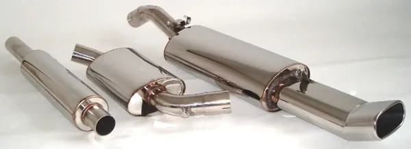 Sistema di scarico/scarico sportivo per Golf 2 1.3L, 1.6L + diesel, turbo diesel, 1.8L 16v, G60 - 63,5 mm in acciaio inox con omologazione CE (senza registrazione)