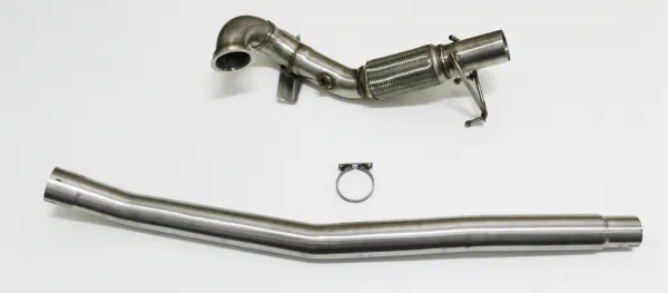 Downpipe per Audi S3 8v Quattro , Seat Leon 5F Cupra R ST 300 Golf 7 R 4-Motion 2.0 TFSI ø 76mm in acciaio inox con tubo flex interlock 76 mm