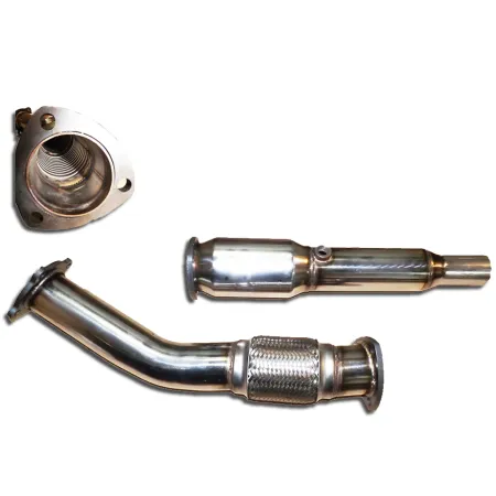 Downpipe per Golf 4, Audi A3, Seat Leon 1.8T ø 76mm con catalizzatore racing a 200 celle compatibile Euro 4 Flexpipe Interlock - acciaio inox