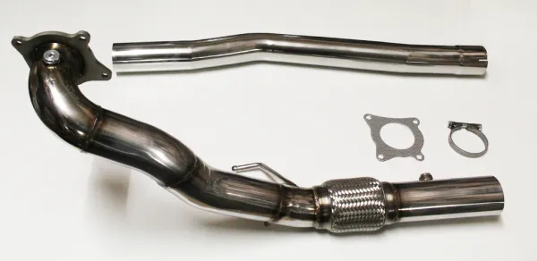 Downpipe Golf 6 R catless, Audi S3 8P Quattro 1.8TFSI, 2.0 TFSI ø 76mm in acciaio inox con tubo flex interlock 76 mm