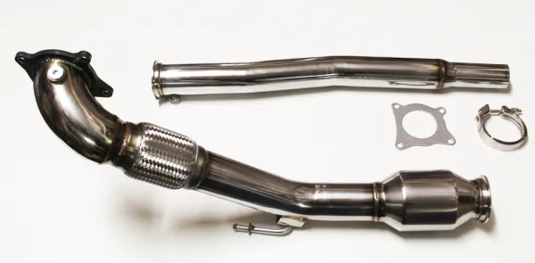 Downpipe TFSI per Golf 5 GTI, Golf 6 GTI, Audi A3, Audi TT 2.0 TFSI con catalizzatore sportivo a 200 celle compatibile Euro 4 76mm acciaio inox 89mm curva del tubo 76mm
