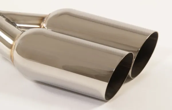 Tubo di scappamento 38 - 2x90mm rotondo a spigolo vivo smussato in acciaio inox