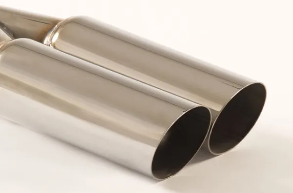 Tubo di scarico 57 - 2x70mm rotondo a spigolo vivo smussato acciaio inox