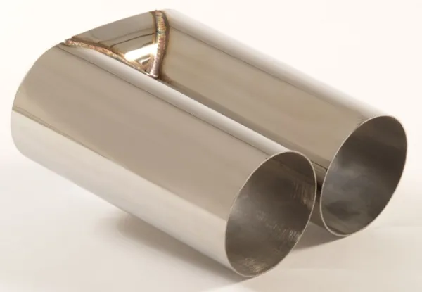 Tubo di scarico 60 - 2x90mm rotondo a spigolo vivo in acciaio inox