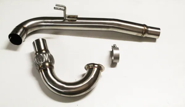 Tubo a Y / downpipe per Audi A3 8v, Seat Leon III, Golf 7 GTI 2.0 TFSI ø 76mm in acciaio inox con tubo flex interlock 76 mm