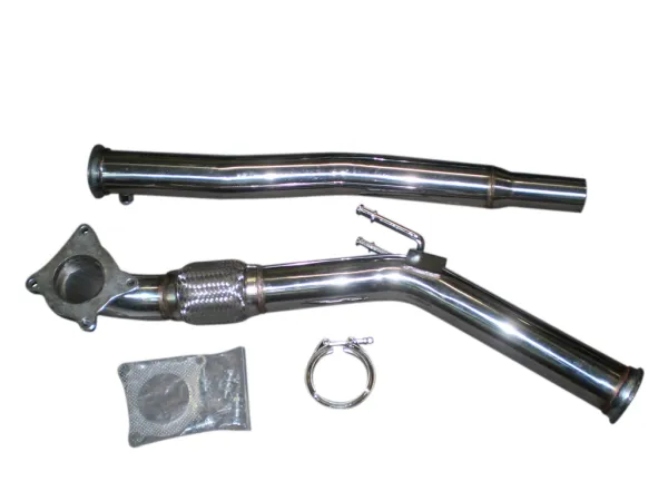 Downpipe a Y per Golf 5 6 GTI 2.0 TFSI ø 76mm in acciaio inox con tubo flex interlock