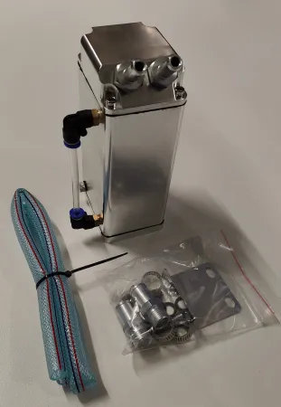 Serbatoio olio-Catch Tank rettangolare argento + accessori attacchi 10mm connessioni