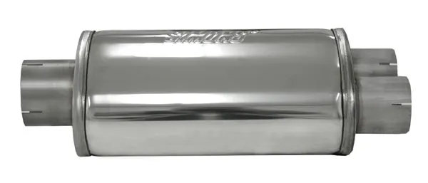 Silenziatore universale Simons Split ø 76mm ovale 220x140 L 320mm acciaio inox 1x 76mm 2x 63,5mm
