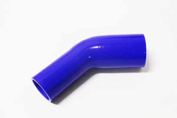 Riduttore gomito in silicone 45° grado 45x38mm diametro interno blu L 125mm spessore parete 5mm