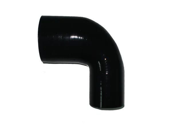 Riduttore a gomito in silicone 90° ø 38x25mm nero L 100mm 4 strati 4mm spessore parete
