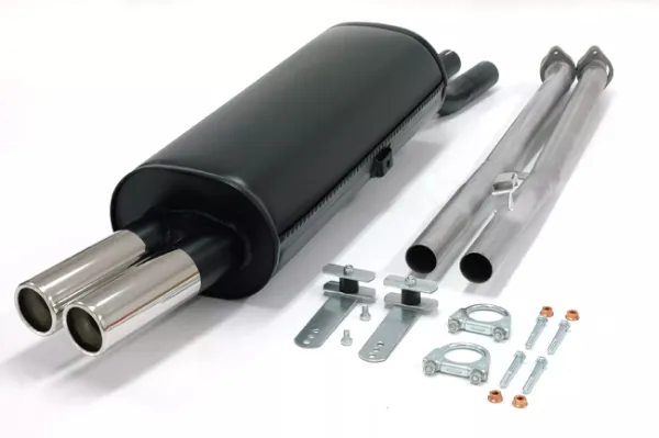 Simons Sistema di scarico sportivo in acciaio alluminato da 2x70 mm per BMW E30 320i/325i/325ixKat. Registrazione gratuita