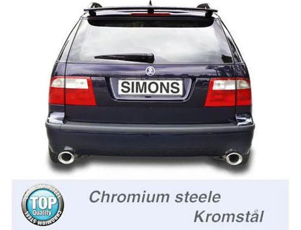 Simons Impianto di scarico sportivo Duplex in acciaio cromato 90/120 mm + 90/120 mm ovale per SAAB 9-5 Turbo 2.0/2.3 Berlina/Station wagon e 9-5 Aero Berlina/Station wagon