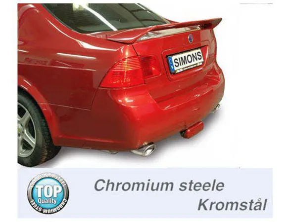 Simons Impianto di scarico sportivo Duplex in acciaio cromato 90/120 mm + 90/120 mm ovale per SAAB 9-5 Turbo 2.0/2.3 Berlina/SportWagon e 9-5 Aero Berlina/SportWagon