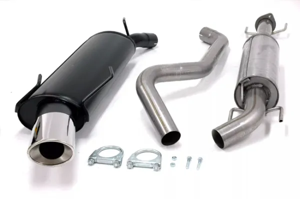 Simons Impianto di scarico sportivo in acciaio cromato ovale 90/120 mm per SAAB 9-5 Turbo 2.0/2.3 berlina/station wagon Per modelli CON apertura nella grembialatura posteriore