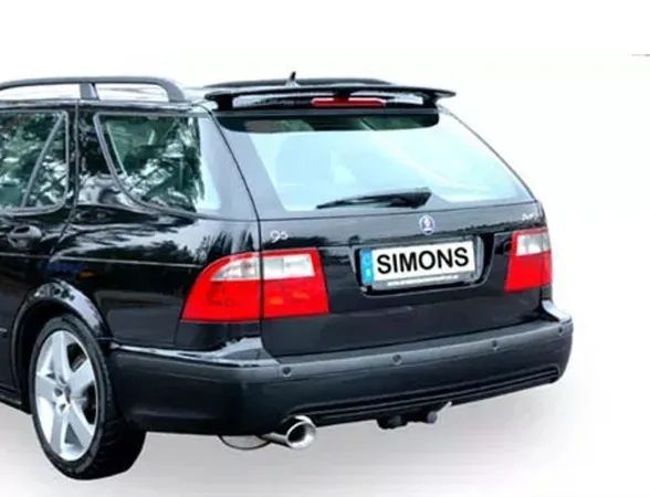 Simons Impianto di scarico sportivo in acciaio cromato ovale 90/120 mm per SAAB 9-5 Turbo 2.0/2.3 berlina/station wagon Per modelli CON apertura nella grembialatura posteriore