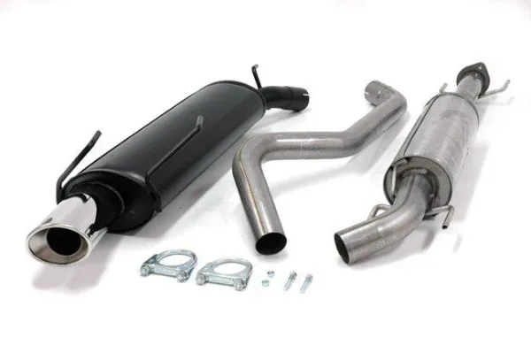 Simons Impianto di scarico sportivo in acciaio cromato 90/120 mm ovale per SAAB 9-5 Turbo 2.0/2.3 Berlina/Station wagon Per modelli senza apertura nella minigonna posteriore