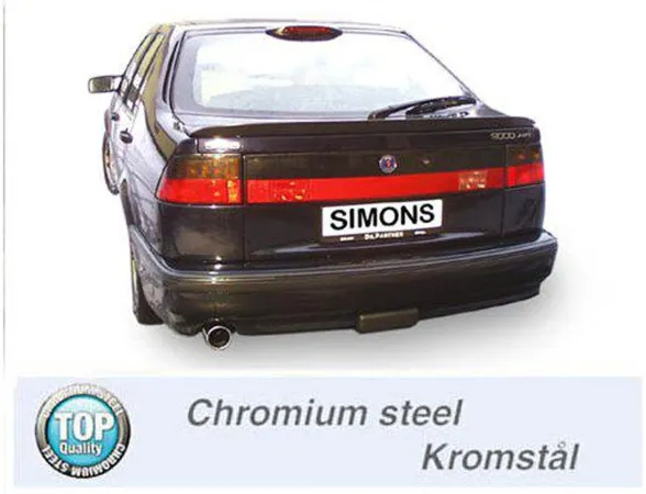 Simons Impianto di scarico sportivo in acciaio cromato da 90 mm per SAAB 9000 CS Turbo 2.0/2.3/Aero