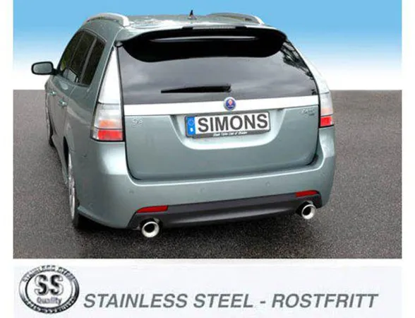 Simons Impianto di scarico sportivo Duplex in acciaio inossidabile 100 mm + 100 mm rotondo per SAAB 9-3X 2.0T/2.8T XWD