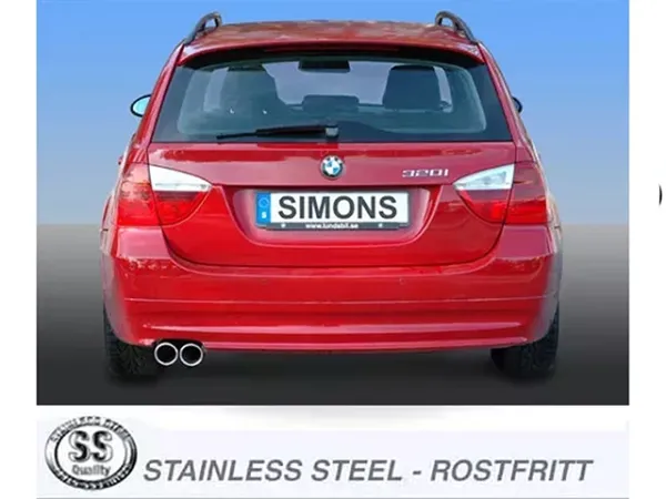 Simons Impianto di scarico sportivo in acciaio inossidabile 2x80 mm per BMW E91 316, 318i, 320i, 320Si con omologazione CE (non soggetto a registrazione)
