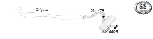 Simons Impianto di scarico sportivo in acciaio inossidabile 2x80 mm per BMW E93 323i, 325i, 330i, (N53) 2007-2011 con omologazione CE (non soggetto a registrazione)