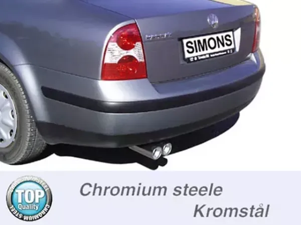 Simons Impianto di scarico sportivo in acciaio inossidabile 2x80 mm per VW Passat (B5) 3B berlina/Avant/station wagon 1.6/1.8/1.8T/1.9TDI/2.5TDI – Omologazione CE