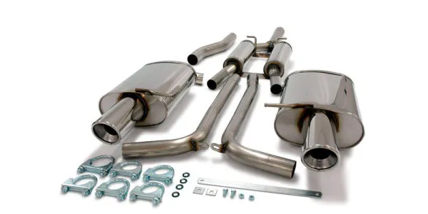 Simons Impianto di scarico sportivo in acciaio inossidabile Duplex L+R 1x100 mm per Audi A4 (B6) Quattro Berlina/Avant/Station Wagon 1.8 T omologazione CE