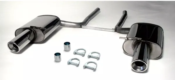 Simons Silenziatore posteriore sportivo in acciaio inox Duplex L+R 1x100 mm per Audi A4 (B7) Quattro berlina/avant/station wagon 1.8T/2.0TFSi Omologazione CE