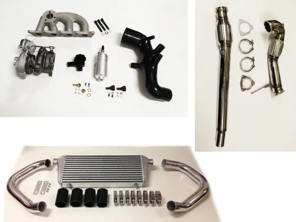 Kit turbo di aggiornamento per Audi S3 8L TT 8N fino a 320 CV plug&play con K04-023 aggiornamento + tubo di aspirazione + BP + downpipe + collettore + LLK + BOV nero