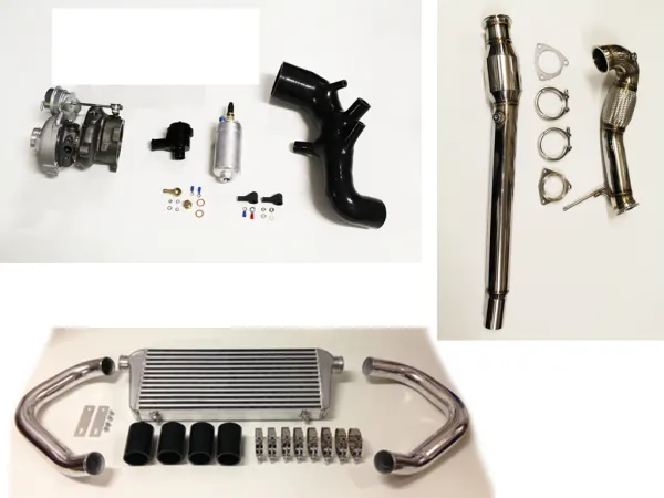 Kit turbo di upgrade per Audi S3 8L TT 8N fino a 320 CV plug&play con upgrade K04-023 + tubo di aspirazione + BP + downpipe + LLK + BOV nero