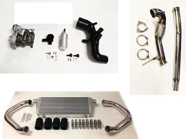 Kit turbo di aggiornamento per Audi S3 8L TT 8N fino a 320 CV plug&play con upgrade K04-023 + tubo di aspirazione + BP + downpipe + LLK + BOV nero