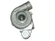 Turbocompressore Garrett GT2860R grigio metallizzato, fotografato leggermente di sbieco dall'alto. Si vede l'alloggiamento rotondo del compressore con logo Garrett e la girante interna a pale di precisione. Sotto è fissato un dispositivo di controllo.