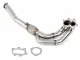 Downpipe in acciaio inossidabile lucido da 70 mm per Opel Calibra Turbo. Con sezione flessibile intrecciata e attacco per sensore. All'estremità più larga sono presenti due aperture circolari con flangia e 6 fori per bulloni. Due guarnizioni incluse.
