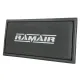 Inserto filtro aria RamAir Sport rettangolare in schiuma a doppio strato grigio scuro con logo RamAir bianco. Telaio in gomma grigio scuro per migliore afflusso d'aria e filtraggio ottimale, per Golf 4, Audi A3, Seat Leon.