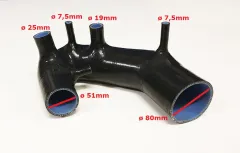 Tubo di aspirazione in silicone per Audi A4, A6 B5 B6 e Passat 1.8T da 150 CV a 193 CV, nero, ø 51 mm (ingresso turbo) e ø 80 mm (ingresso LMM)