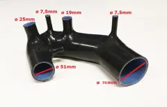 Tubo di aspirazione in silicone per Audi A4, A6 B5 B6 Passat 1.8T 150 CV-193 CV nero ø 51 mm ingresso turbo / CON set di fascette
