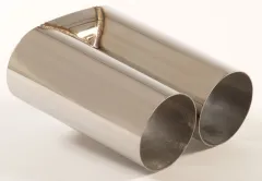 Tubo di scarico 60 - 2x90mm rotondo a spigolo vivo in acciaio inox