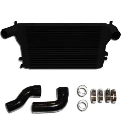 Kit intercooler per Golf 5, Golf 6, Audi A3 S3, Seat Leon Passat B6, 2.0 TFSI Double-DIN 65mm plug and play incl. certificato parti (§19.3)